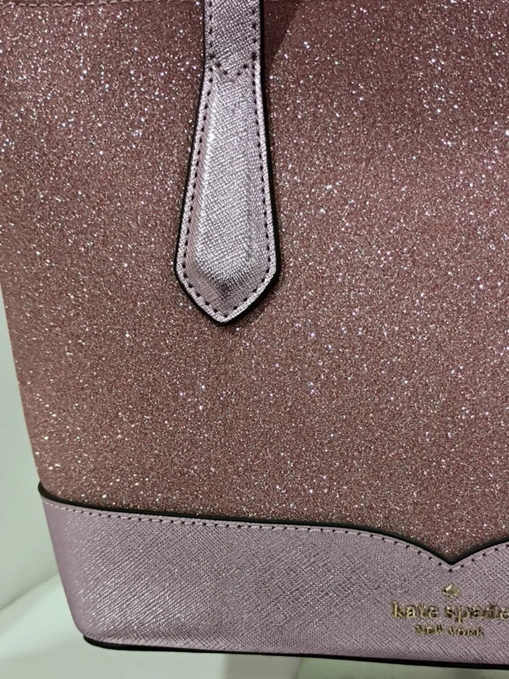 kate spade Pink Glitter and Saffiano Tote with Detachable Crossbody Strap